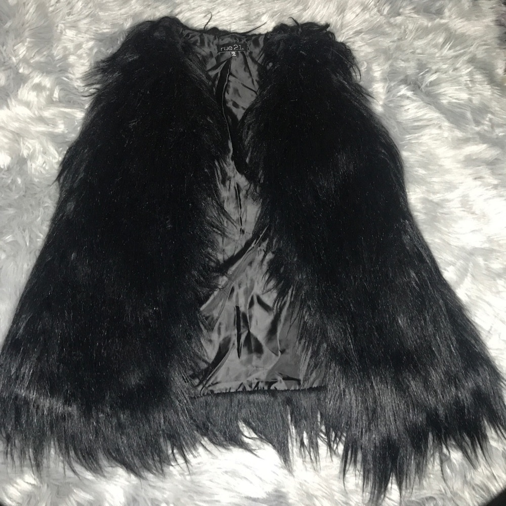 Black furry vest